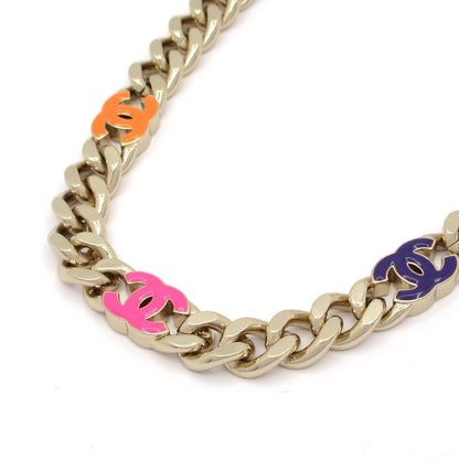 Chanel Choker CC Logo Gold Pink Multi Chain Necklace