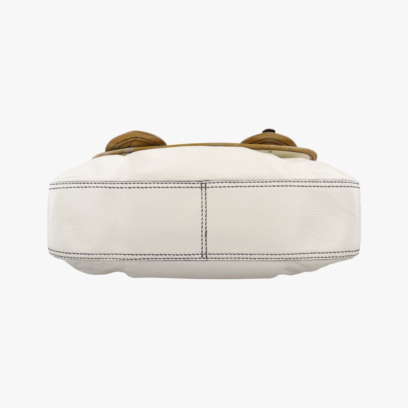 Fendi b Bag White Brown Leather Patent 001 — view 3