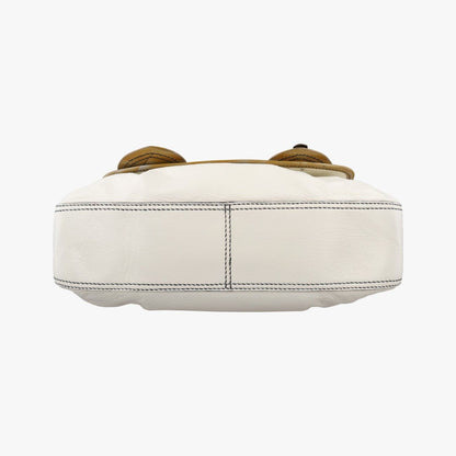 Fendi b Bag White Brown Leather Patent 001 — view 3