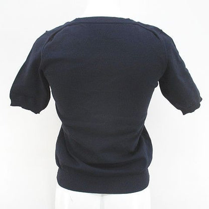 Prada Short Sleeve Knit Sweater 40 Navy Rib — view 2