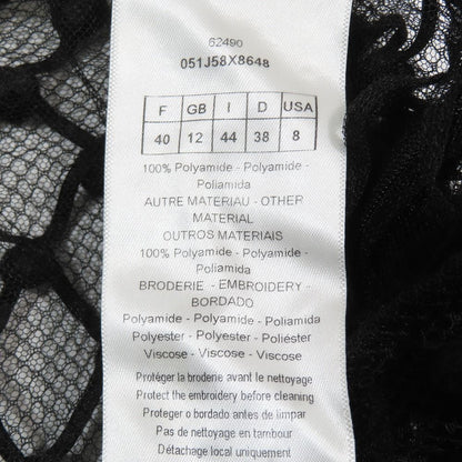Dior Long Skirt Pompon Mesh Nylon Sheer 44 Black — view 5