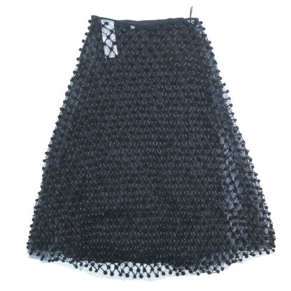 Dior Long Skirt Pompon Mesh Nylon Sheer 44 Black — view 2