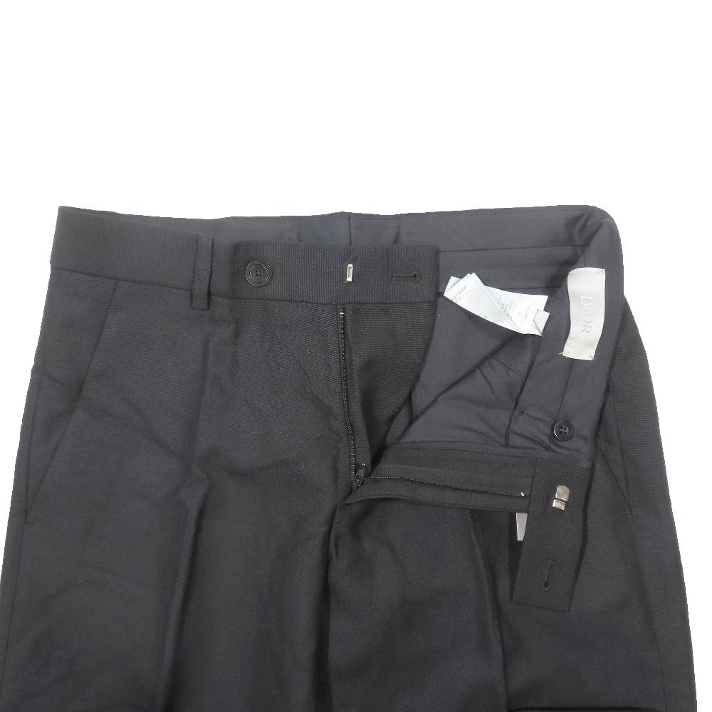 Dior Pleated Trousers Pants Wool Mohair 46 Black — view 3