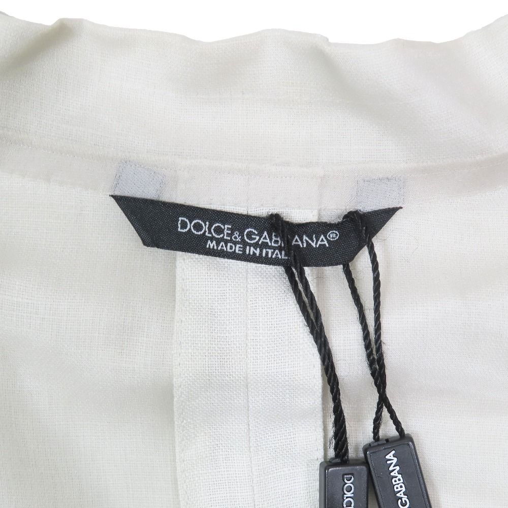 Dolce & Gabbana Tailored Jacket Linen Center Vent 44 White — view 5