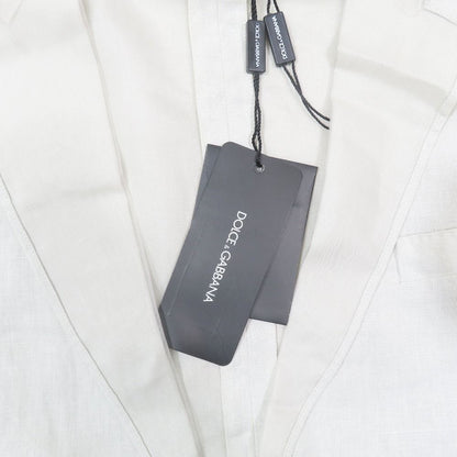 Dolce & Gabbana Tailored Jacket Linen Center Vent 44 White — view 4