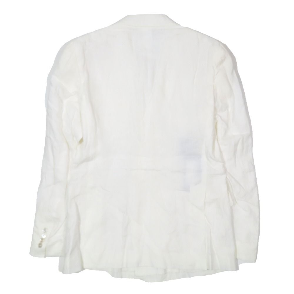 Dolce & Gabbana Double Breasted Tailored Jacket Leather Linen 50 White — view 2