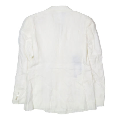 Dolce & Gabbana Double Breasted Tailored Jacket Leather Linen 50 White — view 2