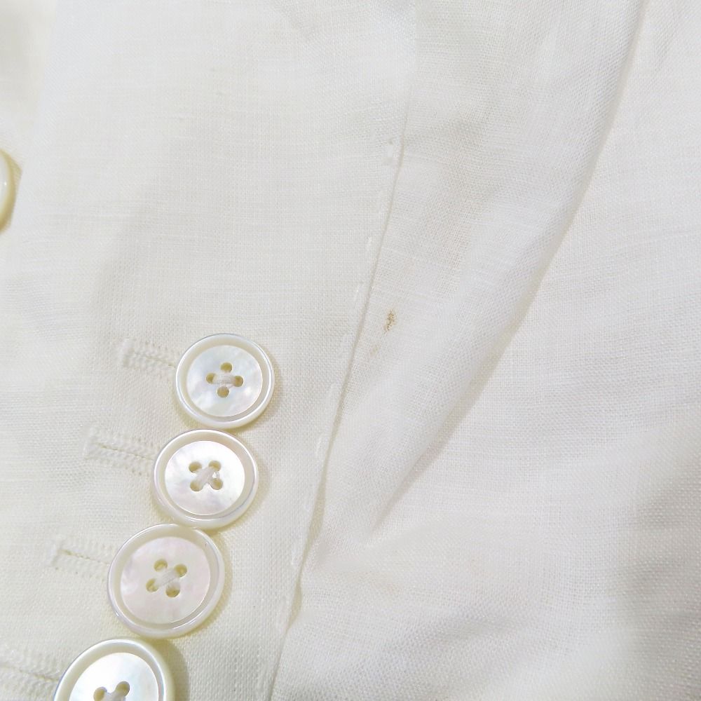 Dolce & Gabbana Double Breasted Tailored Jacket Leather Linen 50 White — view 3