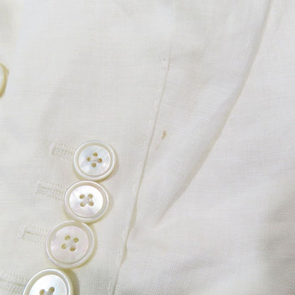 Dolce & Gabbana Double Breasted Tailored Jacket Leather Linen 50 White — view 3