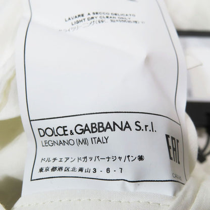 Dolce & Gabbana Double Breasted Tailored Jacket Leather Linen 50 White — view 7
