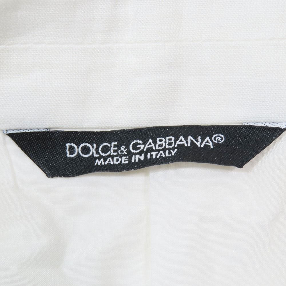 Dolce & Gabbana Double Breasted Tailored Jacket Leather Linen 50 White — view 4