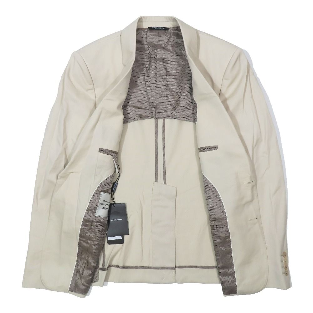 Dolce & Gabbana Tailored Jacket Unlined Mesh Lining Wool Suit 46 Beige — view 2