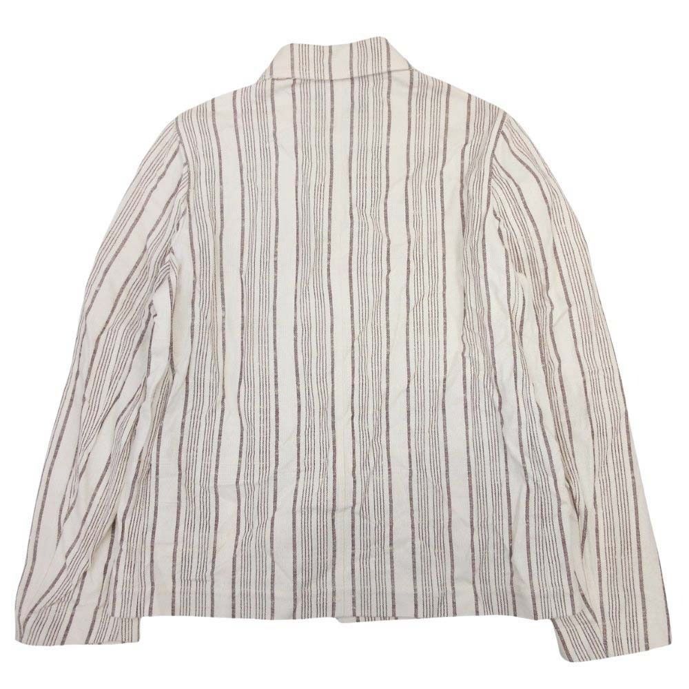 Dior Striped Shirt Jacket Cotton Silk Logo Embroidery 38 Ivory — view 2