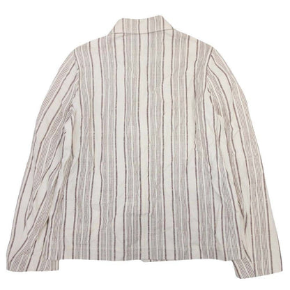Dior Striped Shirt Jacket Cotton Silk Logo Embroidery 38 Ivory — view 2