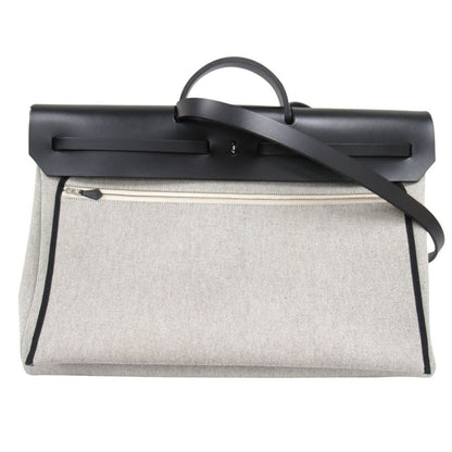Hermes Herbag Zip 50 Cabin 2-Way Hand Shoulder Chaine D'ancre Ecru Black Handbag — view 2