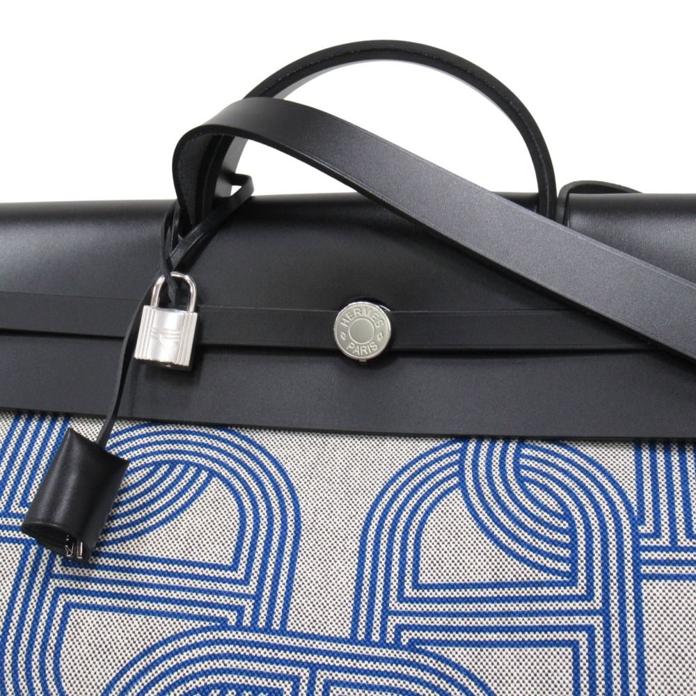 Hermes Herbag Zip 50 Cabin 2-Way Hand Shoulder Chaine D'ancre Ecru Black Handbag — view 4