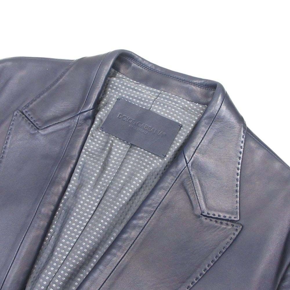Dolce & Gabbana Sheep Leather Lambskin Chesterfield Coat 52 Navy — view 3