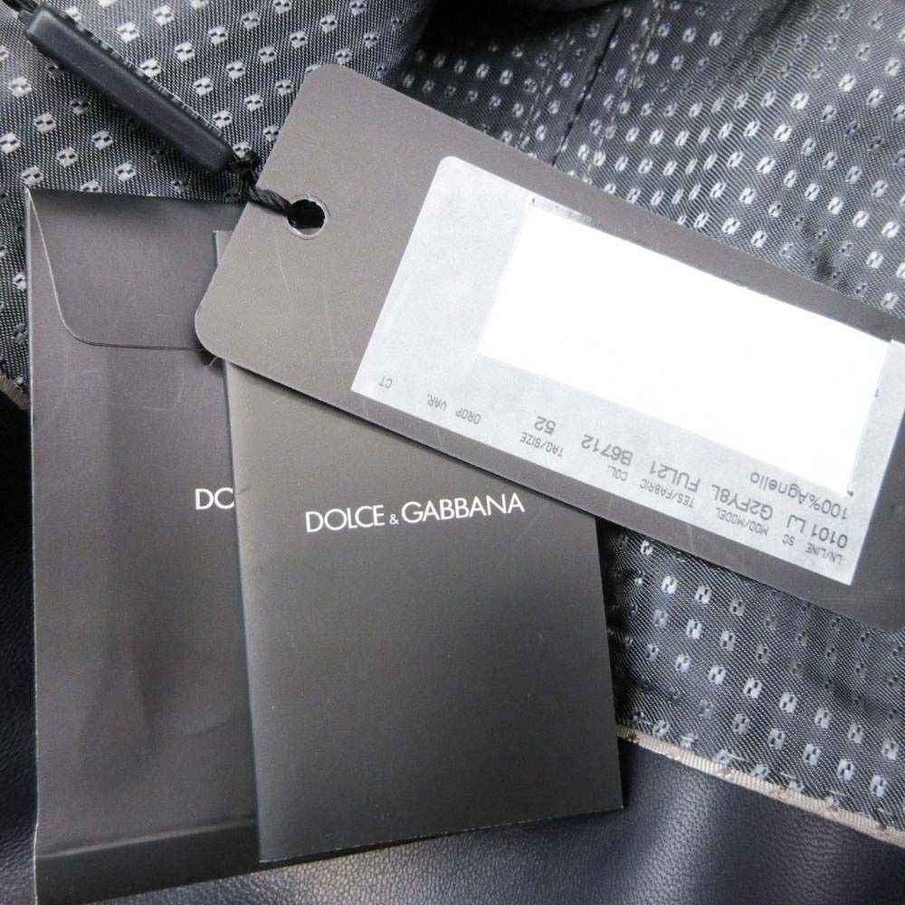 Dolce & Gabbana Sheep Leather Lambskin Chesterfield Coat 52 Navy — view 9