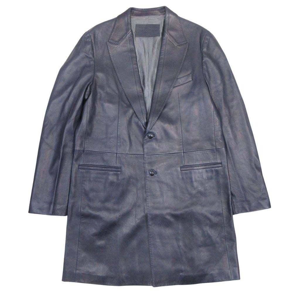Dolce & Gabbana Sheep Leather Lambskin Chesterfield Coat 52 Navy