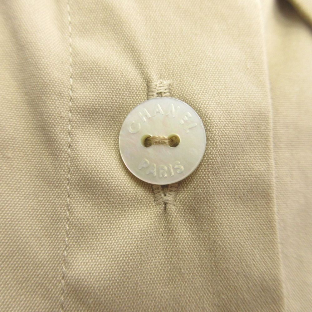 Chanel 00c CC Logo Gold Button Shirt Blouse Top Embroidery Vintage 38 Beige — view 4