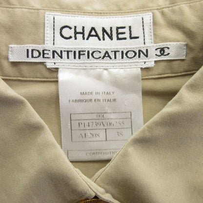 Chanel 00c CC Logo Gold Button Shirt Blouse Top Embroidery Vintage 38 Beige — view 7