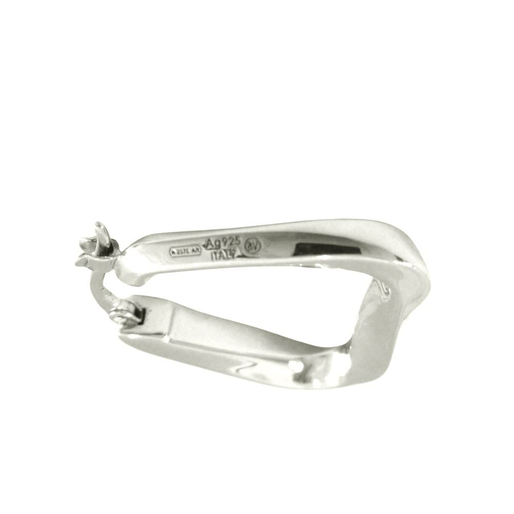 Bottega Veneta Polished Triangle Hoop Earrings Both Ears Silver — view 5