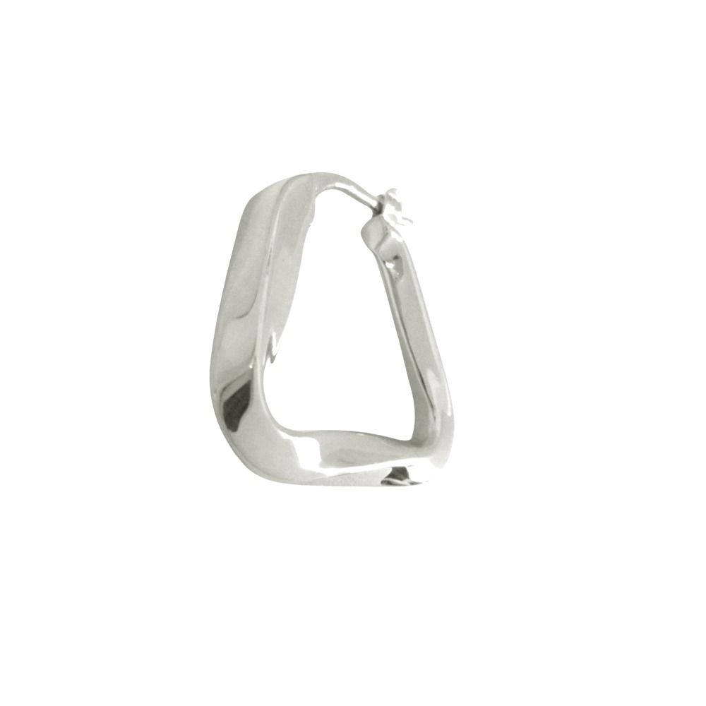 Bottega Veneta Polished Triangle Hoop Earrings Both Ears Silver — view 3