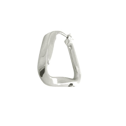 Bottega Veneta Polished Triangle Hoop Earrings Both Ears Silver — view 3