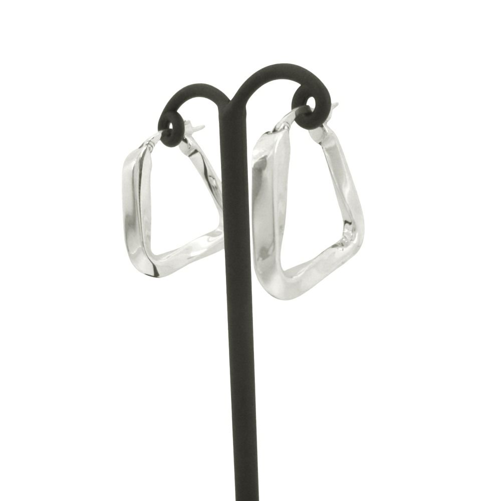 Bottega Veneta Polished Triangle Hoop Earrings Both Ears Silver — view 4