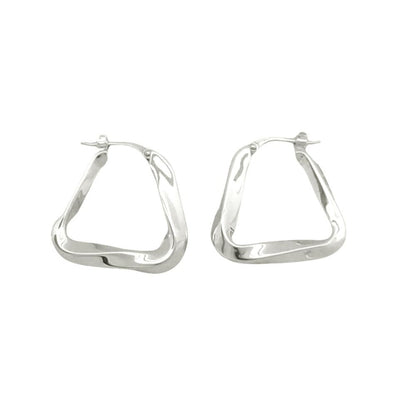 Bottega Veneta Polished Triangle Hoop Earrings Both Ears Silver — view 2