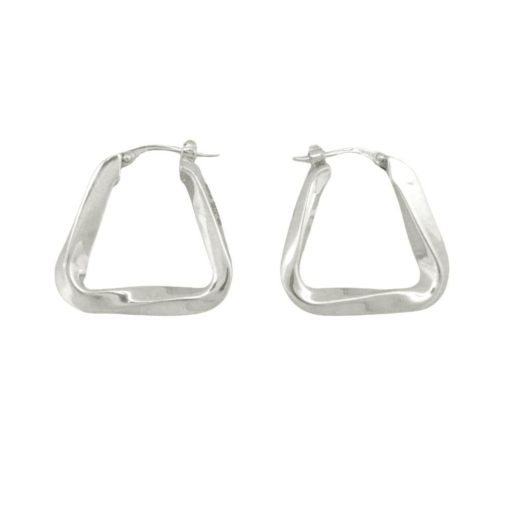 Bottega Veneta Polished Triangle Hoop Earrings Both Ears Silver