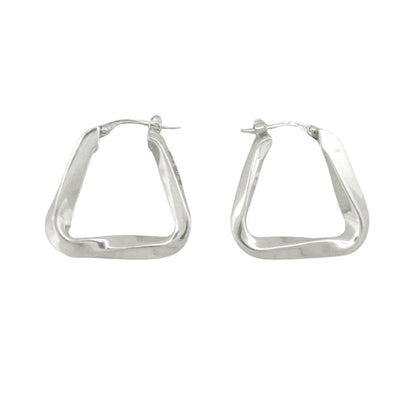 Bottega Veneta Polished Triangle Hoop Earrings Both Ears Silver