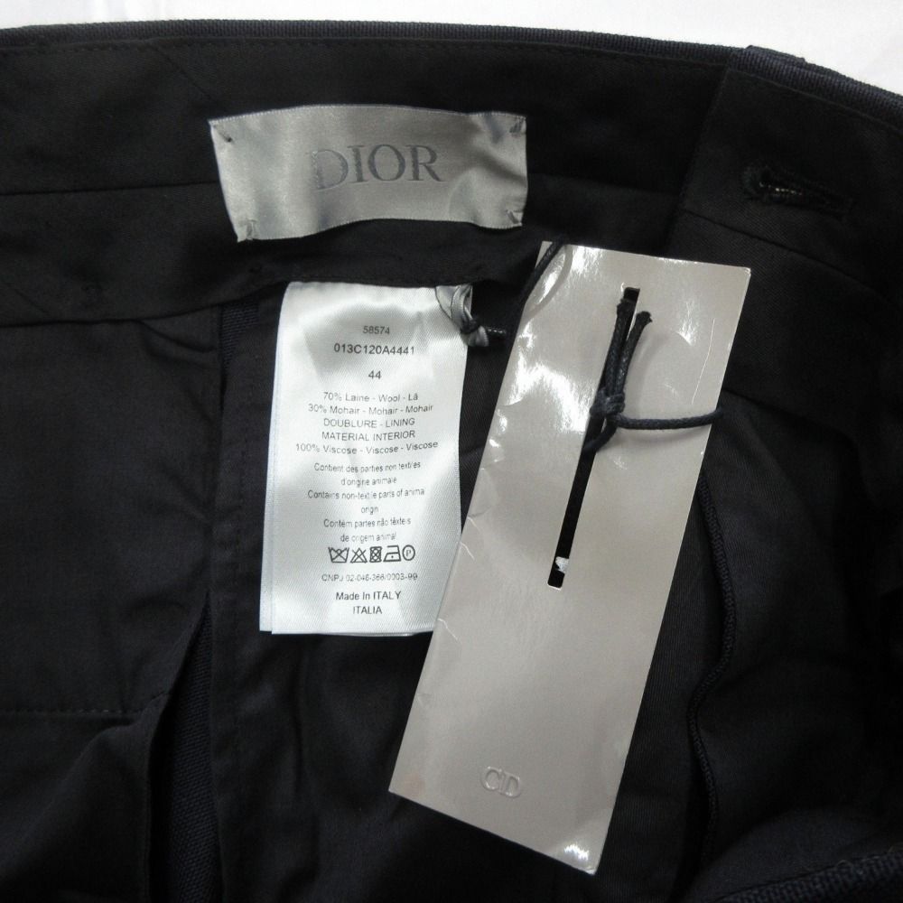 Dior Trousers Tapered Pants Pleated Wool Mohair Blend Navy 44 — view 6