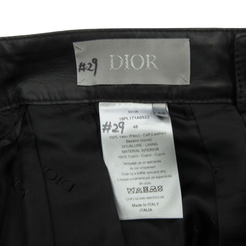 Dior Homme Calf Leather Cargo Shorts Logo Wide 48 Black — view 5
