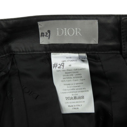 Dior Homme Calf Leather Cargo Shorts Logo Wide 48 Black — view 5