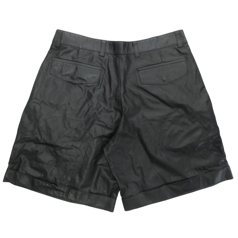 Dior Homme Calf Leather Cargo Shorts Logo Wide 48 Black — view 2