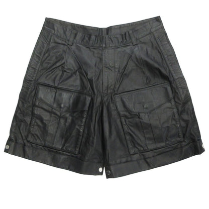 Dior Homme Calf Leather Cargo Shorts Logo Wide 48 Black