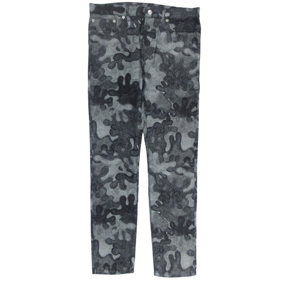 Dior Peter Doig Jeans Dark Blue Camouflage Denim Pants All Over Pattern 29 Gray
