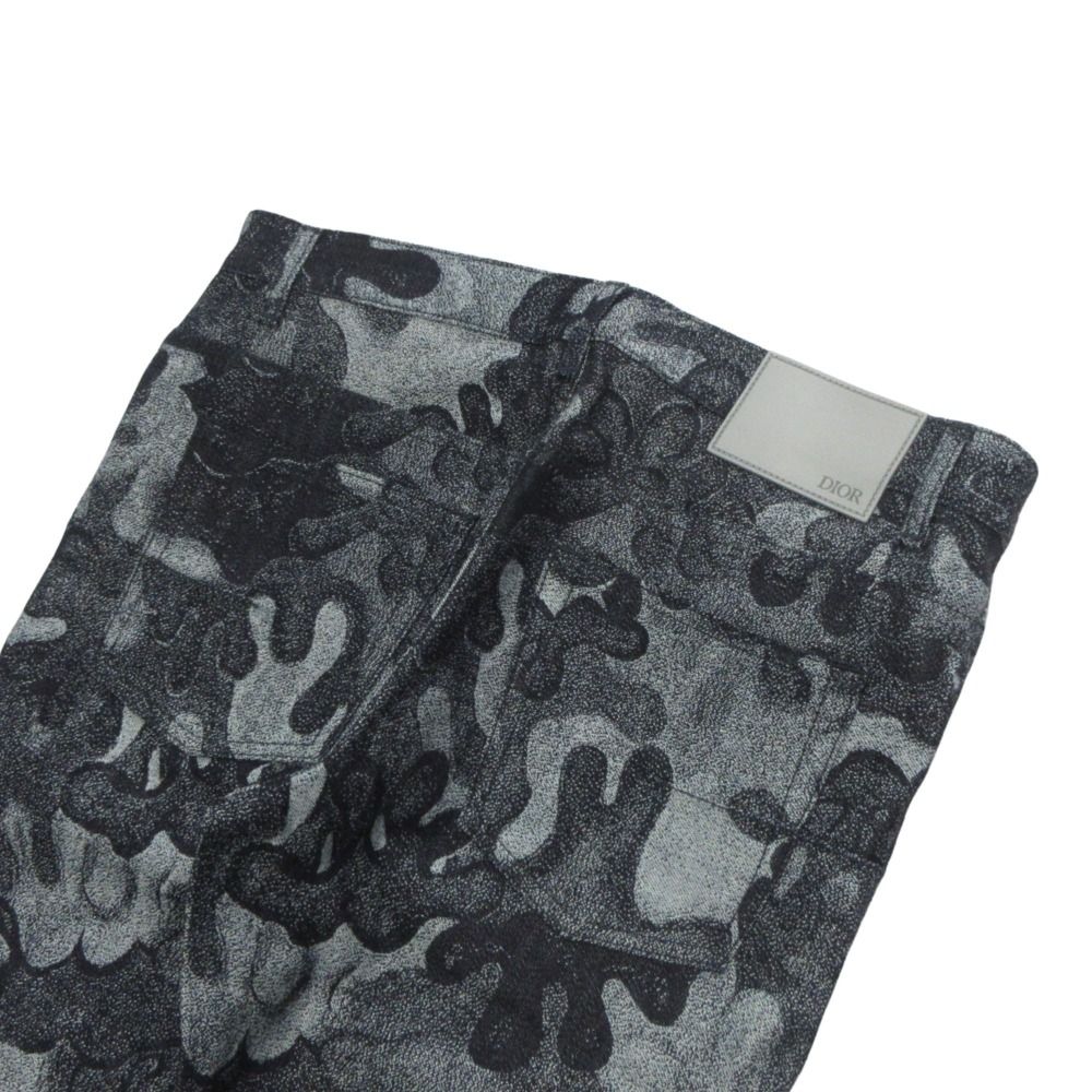 Dior Peter Doig Jeans Dark Blue Camouflage Denim Pants All Over Pattern 29 Gray — view 5