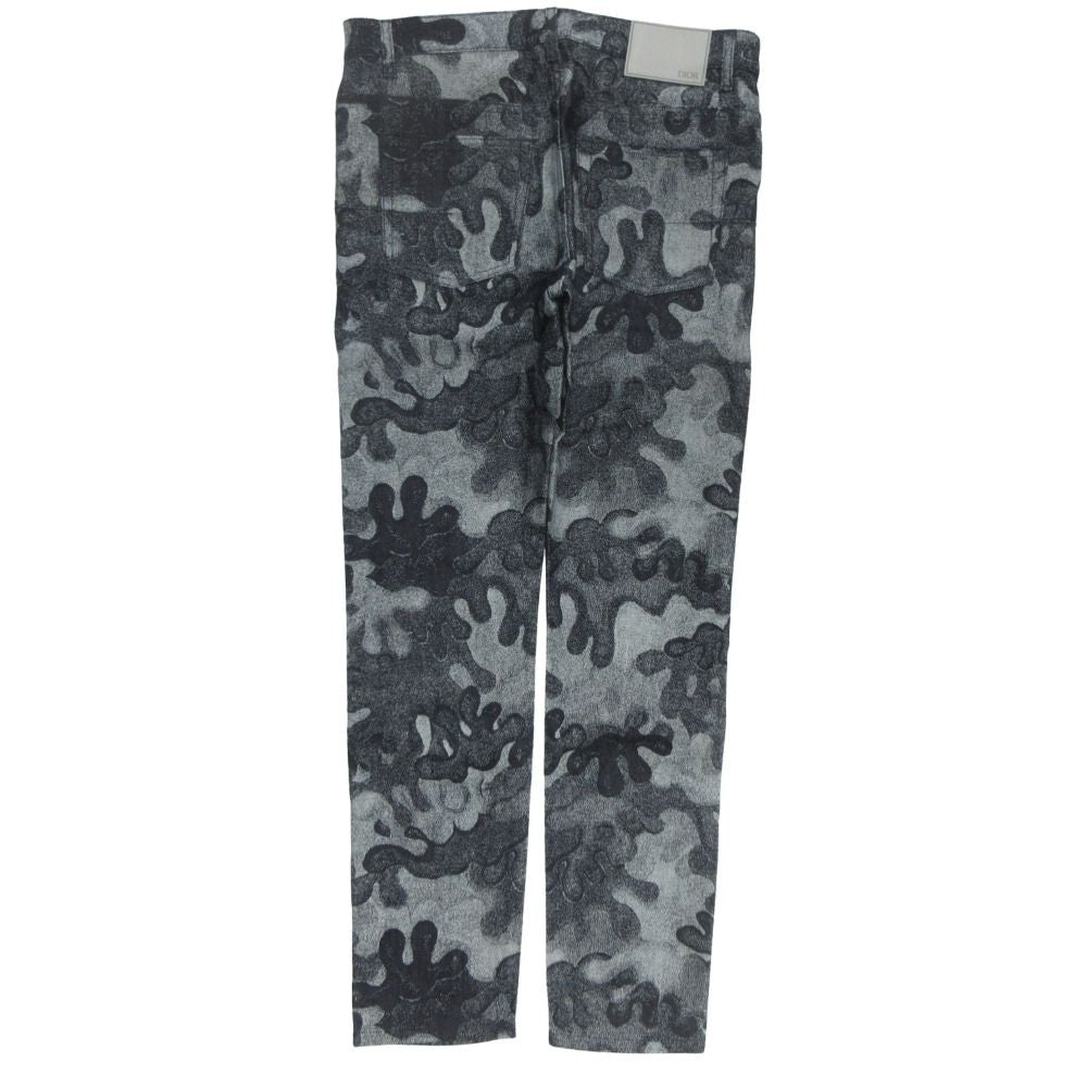 Dior Peter Doig Jeans Dark Blue Camouflage Denim Pants All Over Pattern 29 Gray — view 2