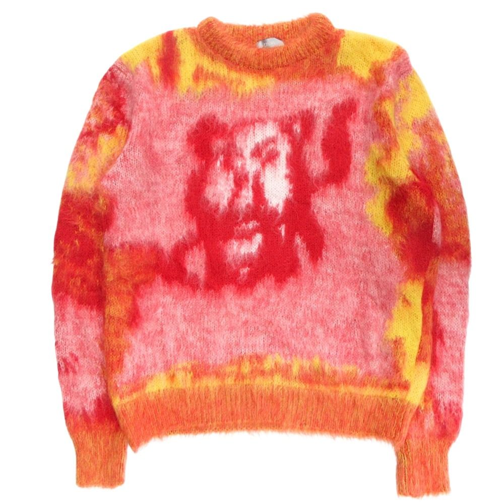 Dior Homme Peter Doig Mohair Blend Airbrush Lion Knit Sweater M Pink Multi
