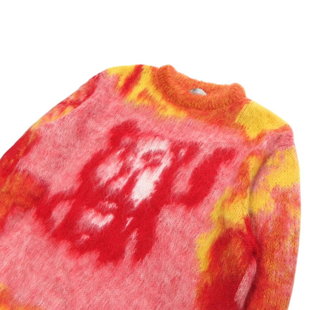 Dior Homme Peter Doig Mohair Blend Airbrush Lion Knit Sweater M Pink Multi — view 3