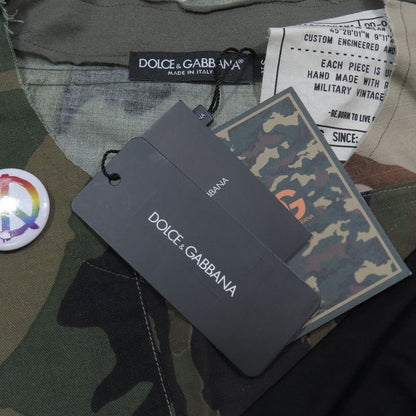 Dolce & Gabbana Short Sleeve T-Shirt Camouflage Pattern Patchwork Top XS Green — view 6