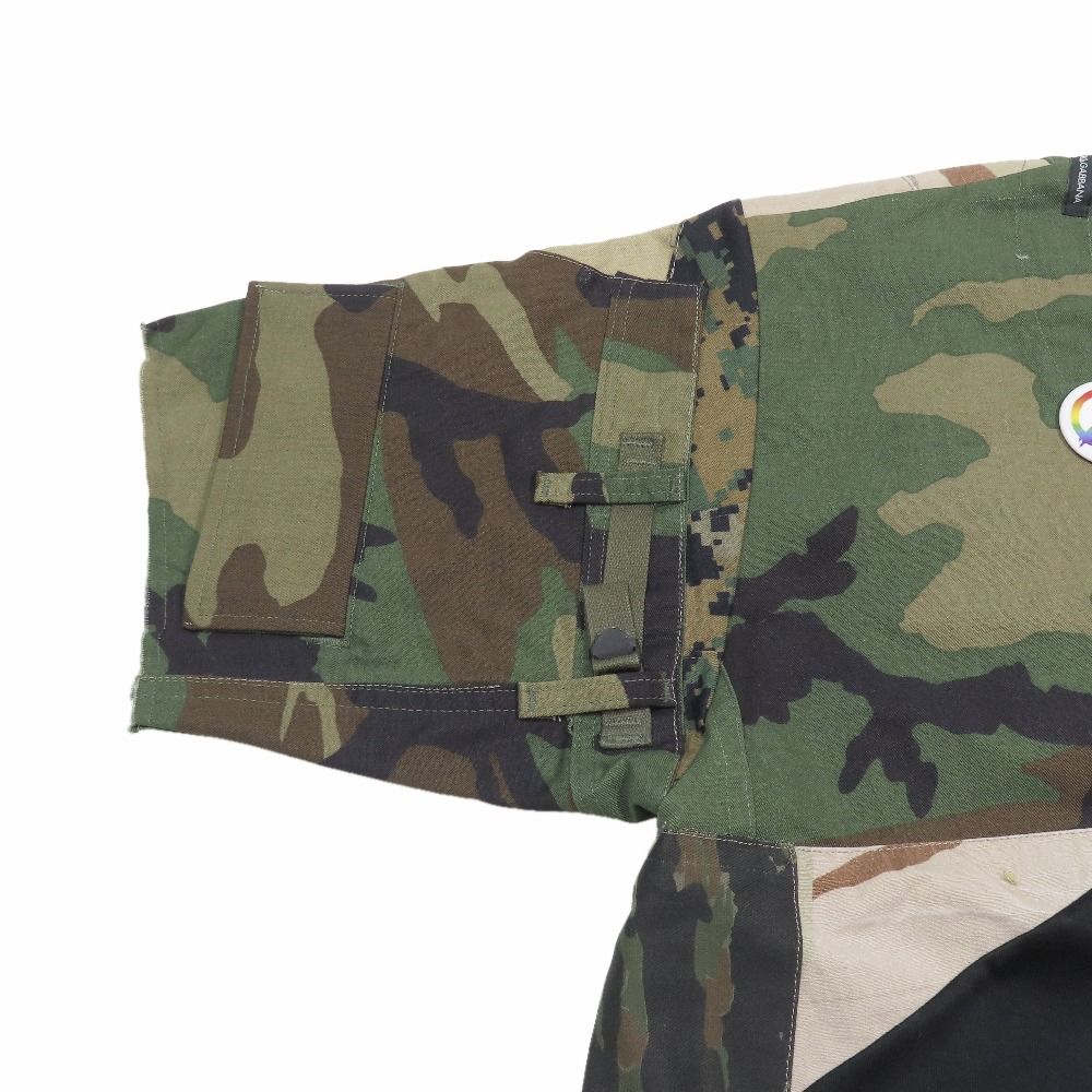 Dolce & Gabbana Short Sleeve T-Shirt Camouflage Pattern Patchwork Top XS Green — view 4