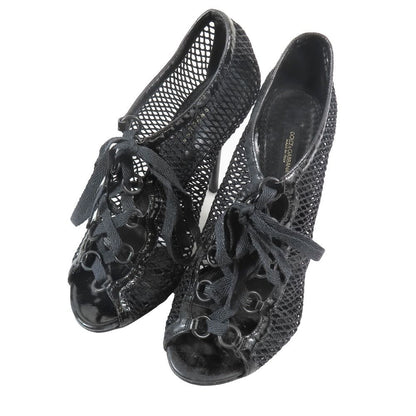 Dolce & Gabbana Mesh Lace Up Sandals Open Toe Shoes 37.5 Black — view 3