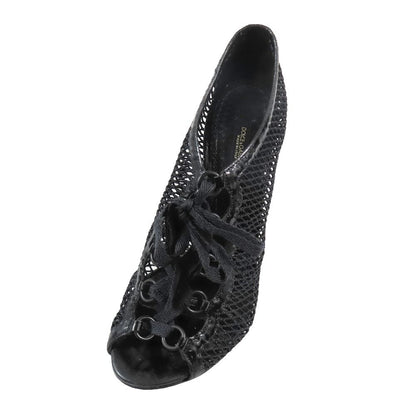 Dolce & Gabbana Mesh Lace Up Sandals Open Toe Shoes 37.5 Black — view 4