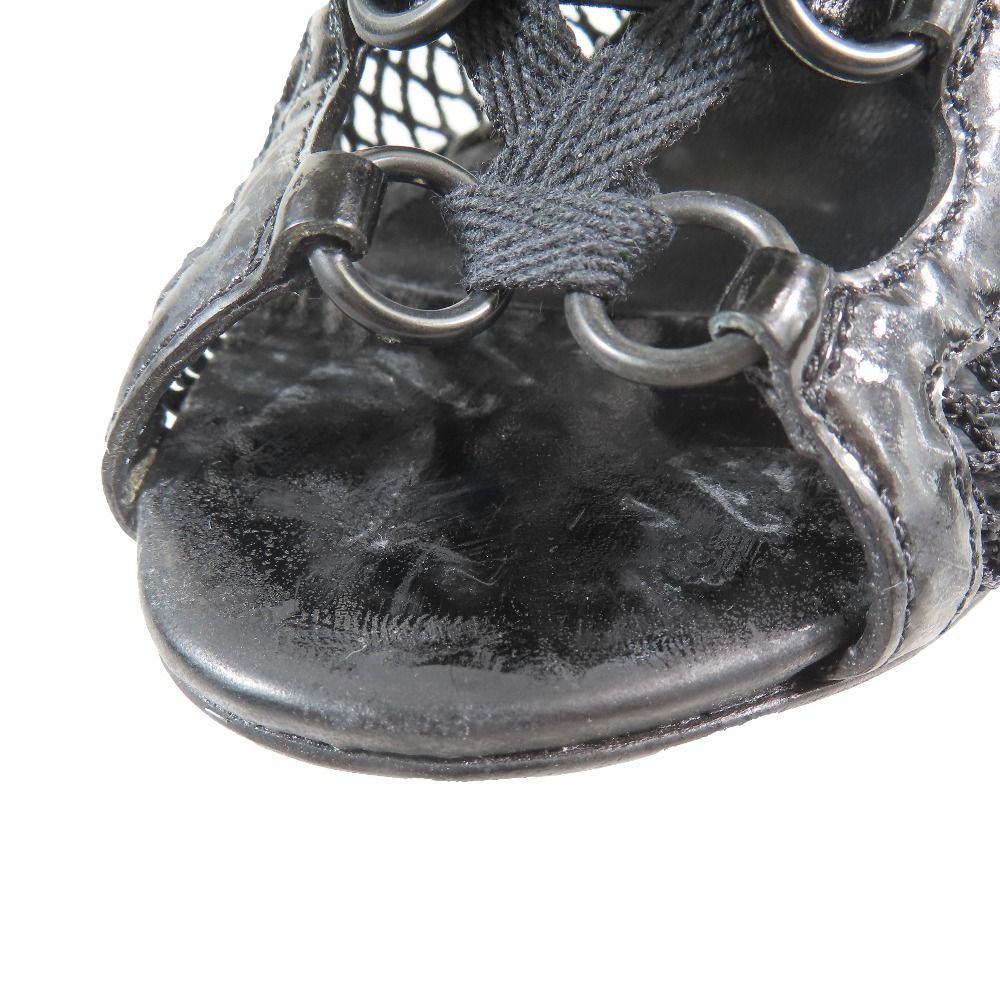 Dolce & Gabbana Mesh Lace Up Sandals Open Toe Shoes 37.5 Black — view 7