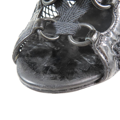 Dolce & Gabbana Mesh Lace Up Sandals Open Toe Shoes 37.5 Black — view 7