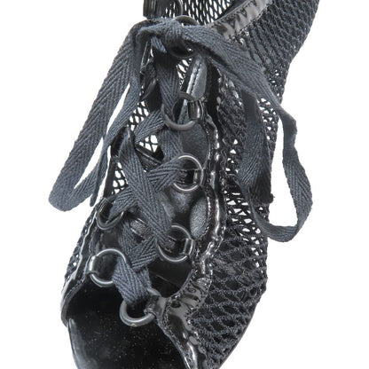 Dolce & Gabbana Mesh Lace Up Sandals Open Toe Shoes 37.5 Black — view 6