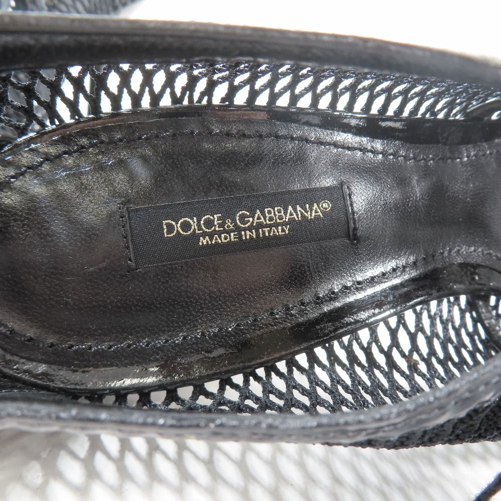Dolce & Gabbana Mesh Lace Up Sandals Open Toe Shoes 37.5 Black — view 8